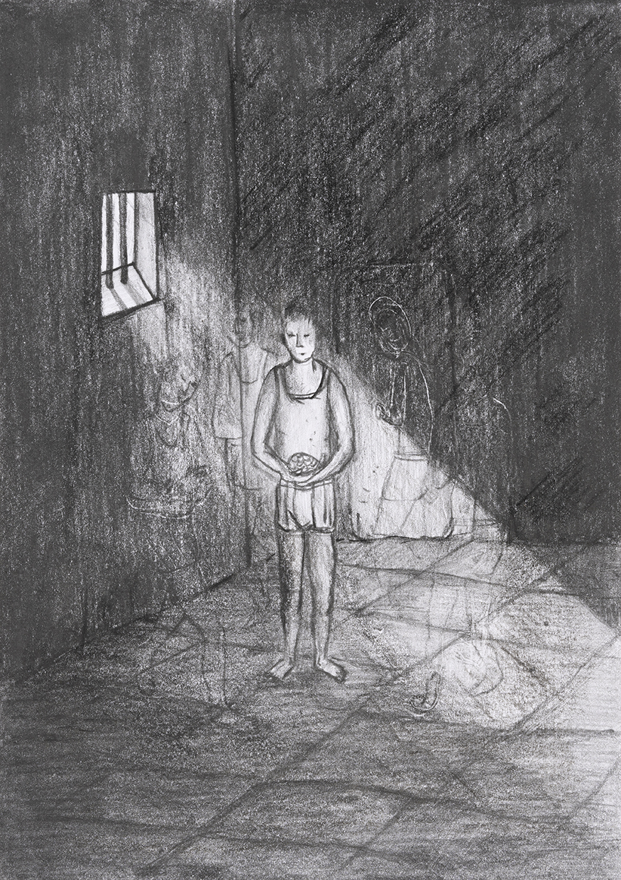 Arnaud Théval Histoire animale de la prison (2025) dessin format 15 x 21 cm.