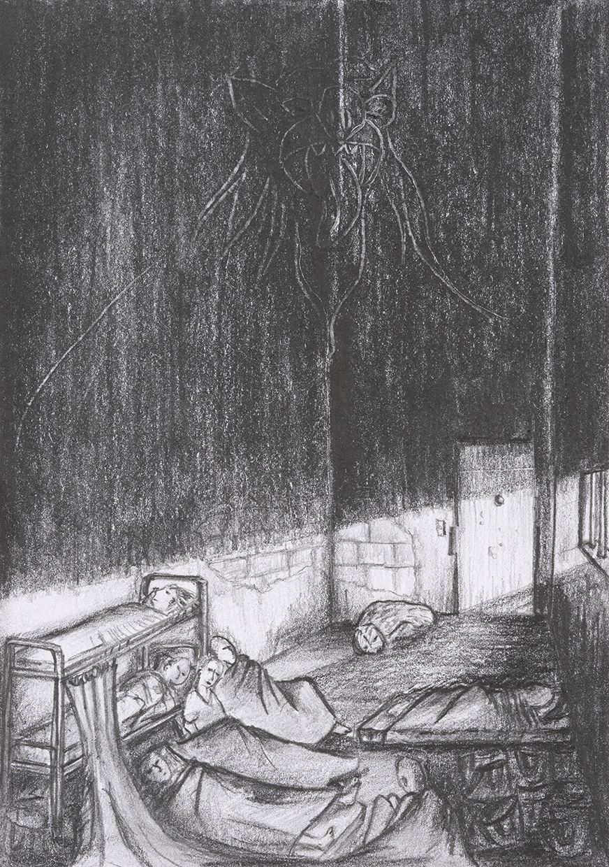 Arnaud Théval Histoire animale de la prison (2025) dessin format 15 x 21 cm.