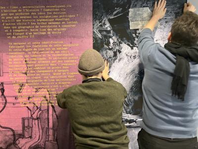 Arnaud Théval "Métamorphoses d’un lion, scène 1" (2024) photographies, textes et dessins par A.Théval. Conception graphique par Mathieu Tremblin. Université Jean Moulin, Lyon III.