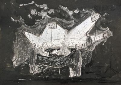 Arnaud Théval Oasis sous-terrain (2026) croquis, Nantes.