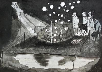 Arnaud Théval Oasis sous-terrain (2026) croquis, Nantes.