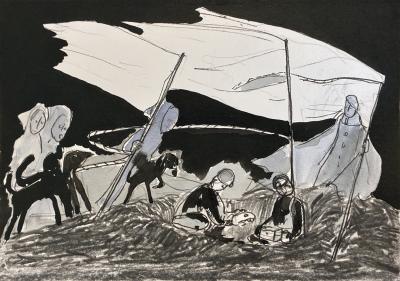 Arnaud Théval Oasis sous-terrain (2026) croquis, Nantes.