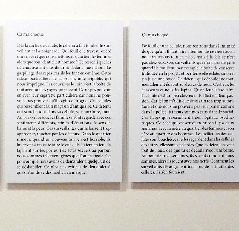 Catalogue des peurs (ça m’a choqué) 4 formats 55 x 40 cm, texte sur dibon.