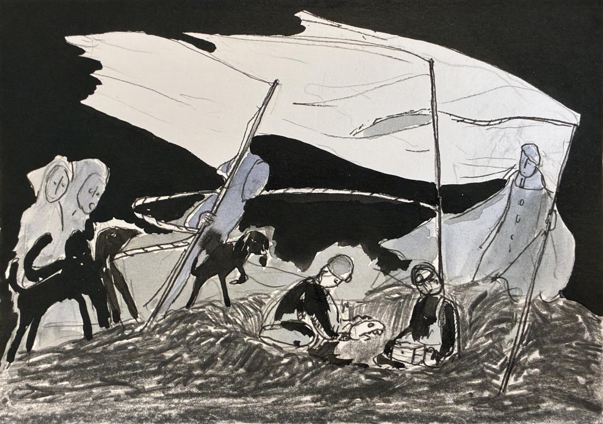Arnaud Théval Oasis sous-terrain (2026) croquis, Nantes.